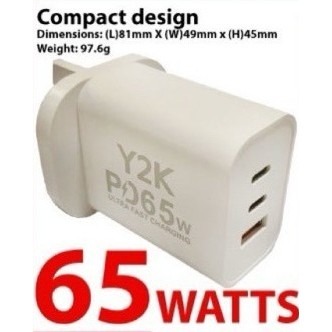 Y2K PD65W Ultra Fast Charging Adaptor